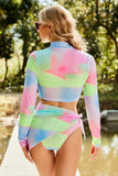 Printed Zip Up Three-Piece Swim Set - Trendsi - Flyclothing LLC