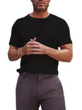 Men's Openwork Round Neck Short Sleeve T-Shirt - Trendsi - Flyclothing LLC