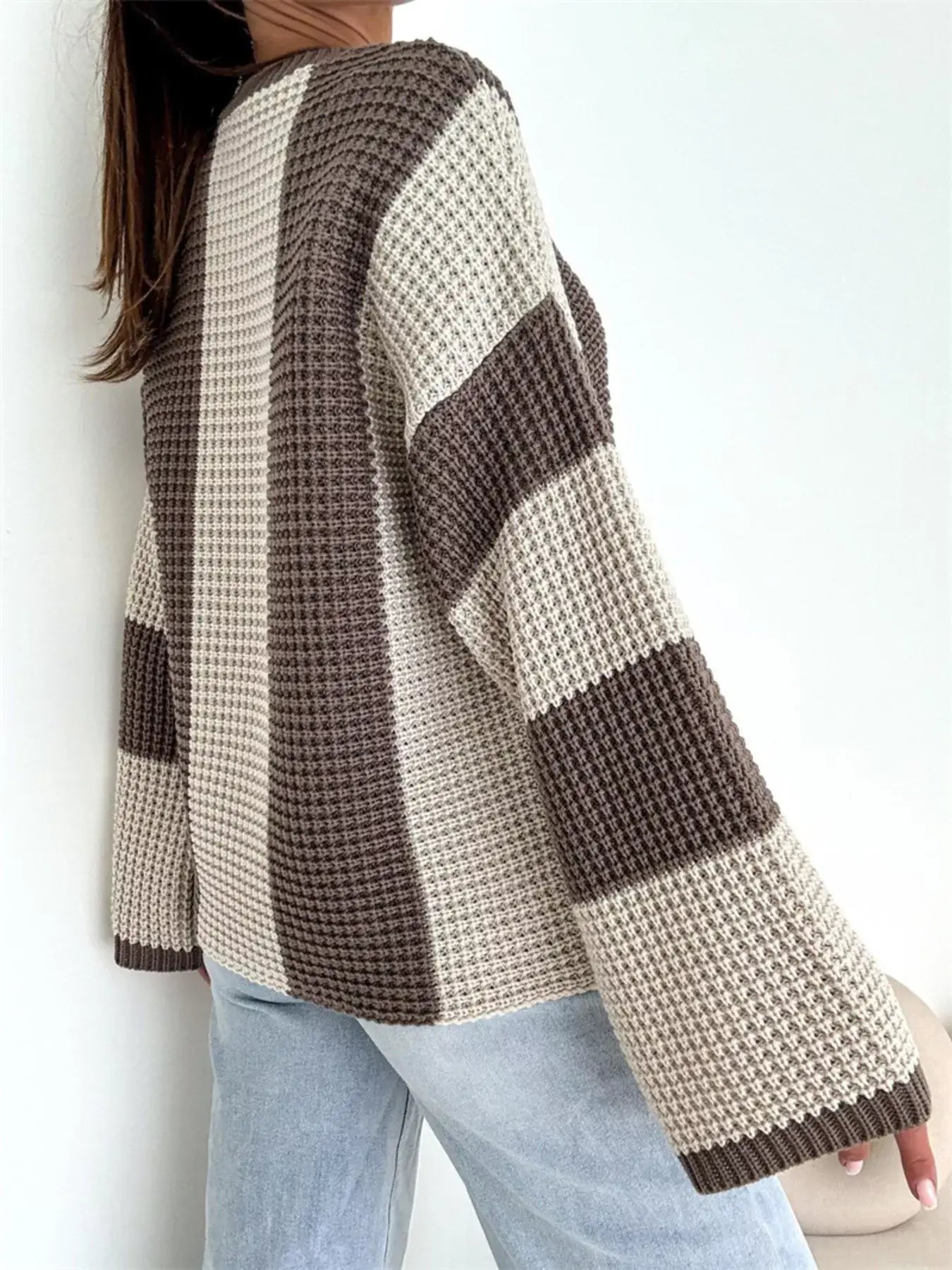 Color Block Long Sleeve Sweater - Trendsi - Flyclothing LLC