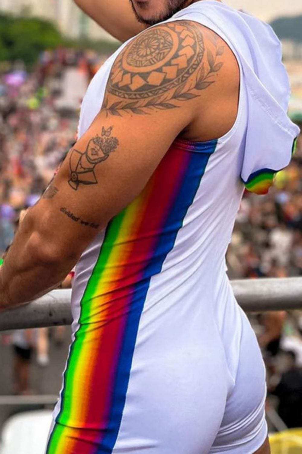 Men's Full Size Contrast Zip Front Sleeveless Active Romper Plus Size - Trendsi - Flyclothing LLC