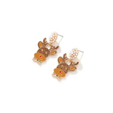 Reindeer Drop Earrings with Pearl Accents - Trendsi - Flyclothing LLC