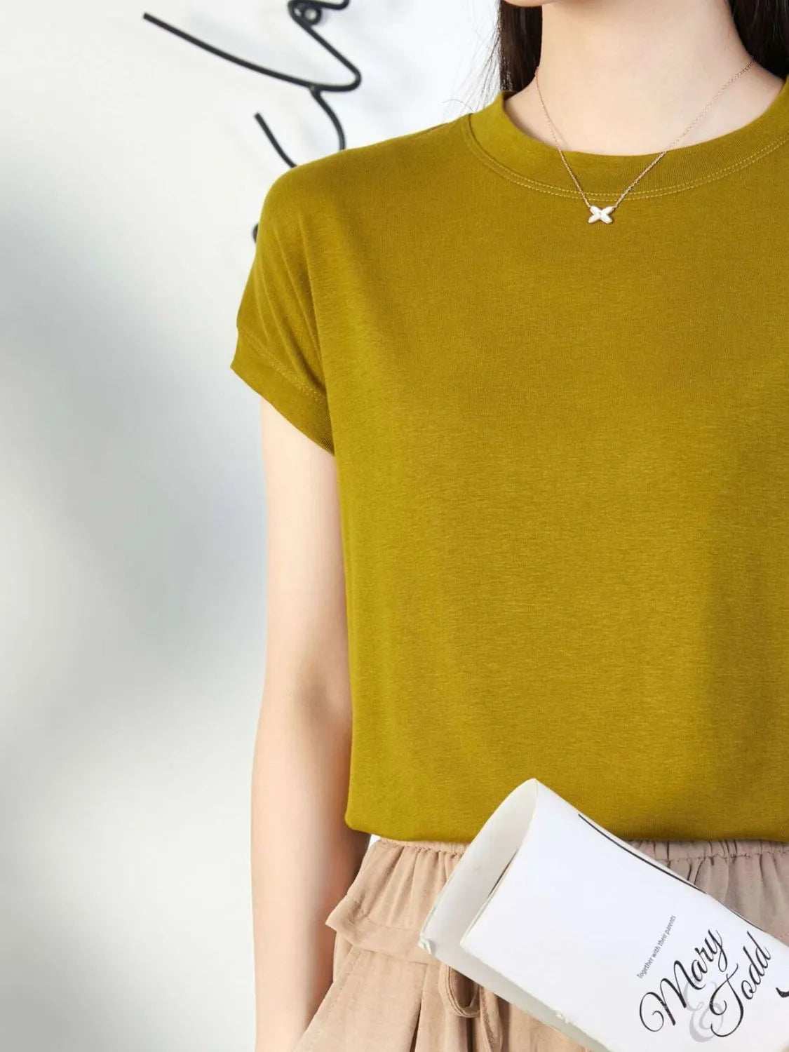 Round Neck Short Sleeve T-Shirt - Trendsi - Flyclothing LLC