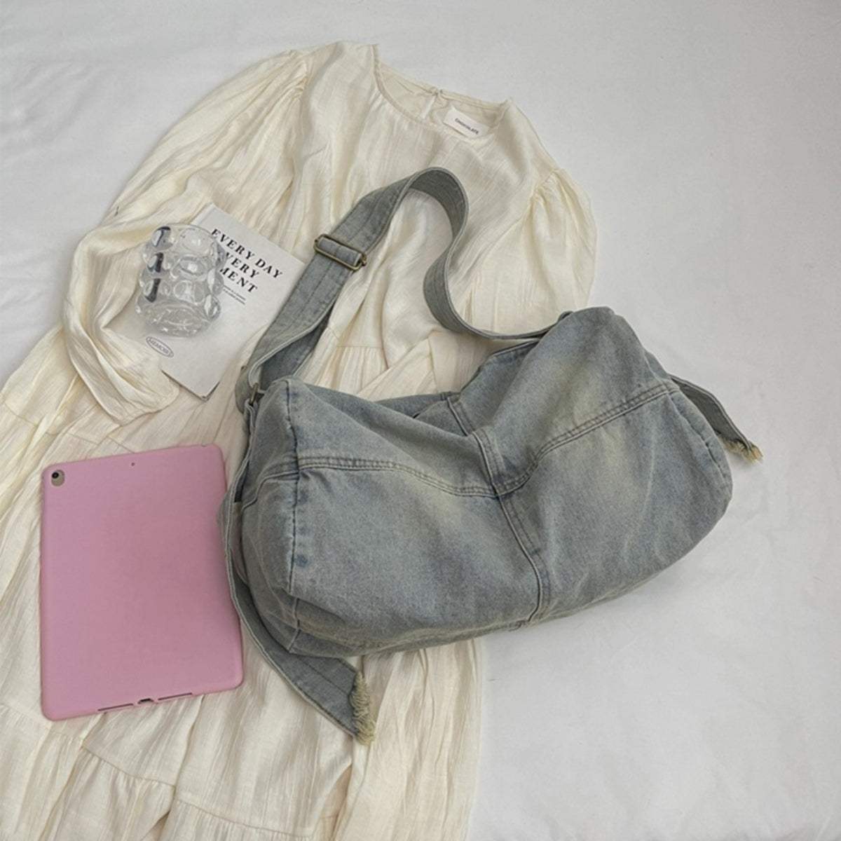 Adjustable Strap Denim Tote Bag - Trendsi - Flyclothing LLC