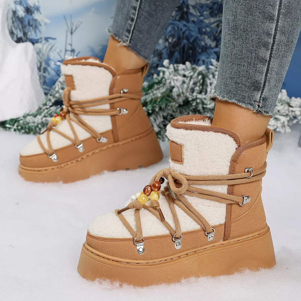 Lace-Up Platform Winter Boots - Trendsi - Flyclothing LLC
