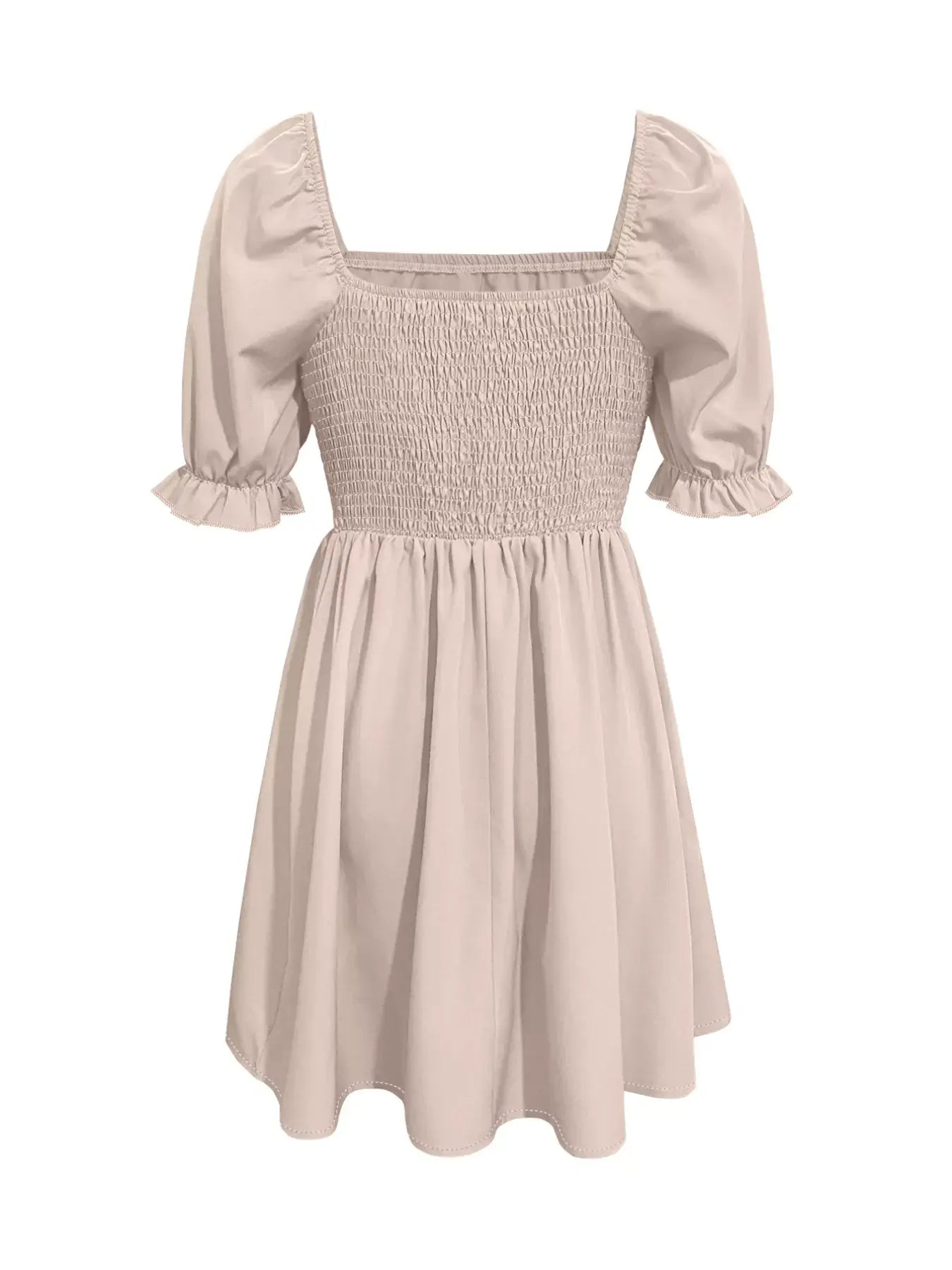 Square Neck Puff Sleeve A-Line Mini Dress - Trendsi - Flyclothing LLC