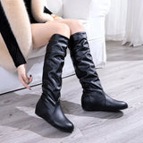 Round Toe Slouch Boots - Trendsi - Flyclothing LLC