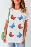 Sequin Butterfly Round Neck Short Sleeve T-Shirt - Trendsi - Flyclothing LLC