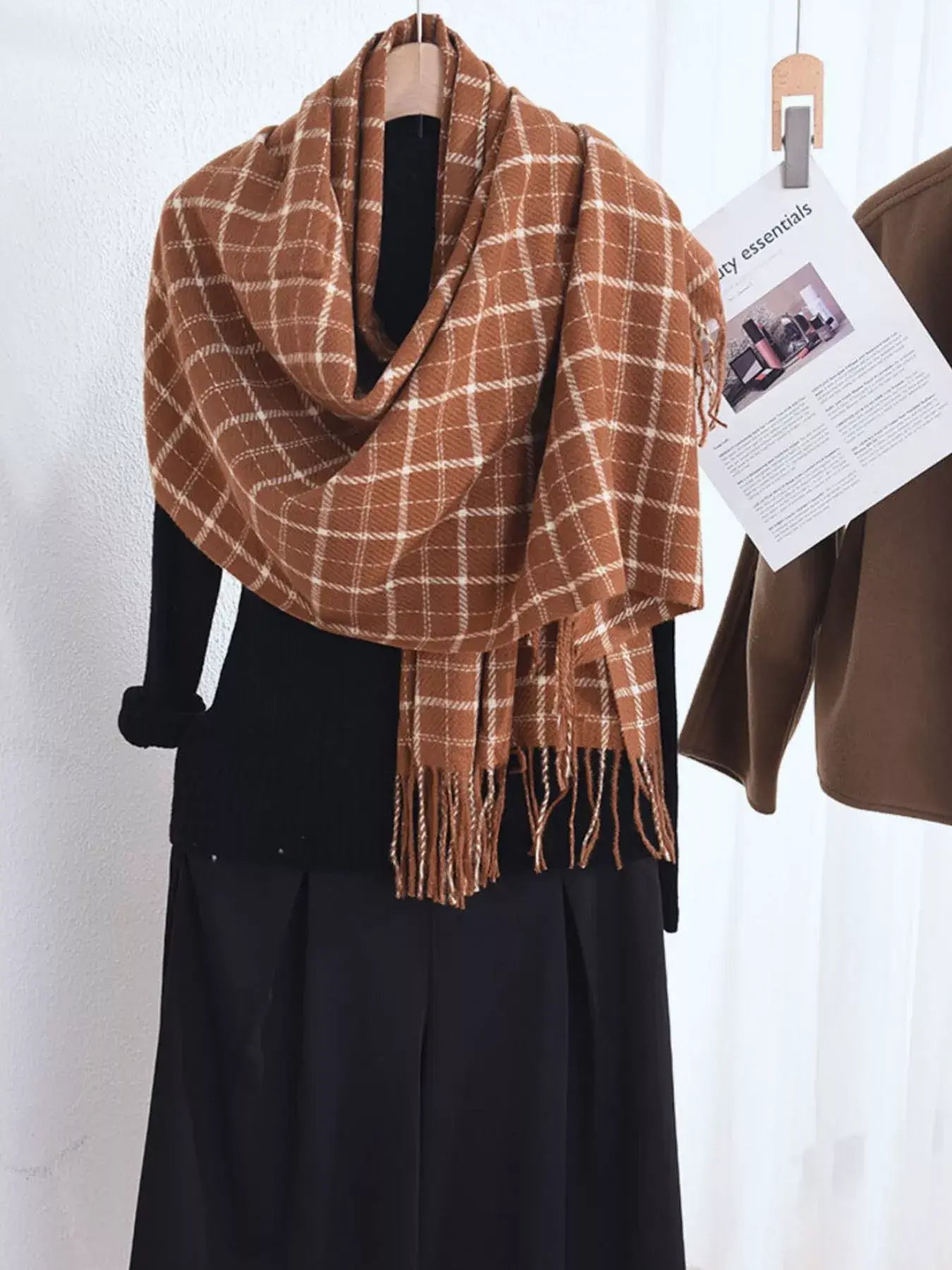 Classic Plaid Fringe Scarf - Trendsi - Flyclothing LLC