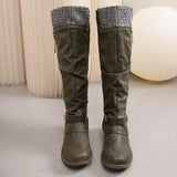 Knee High Slouch Boots with Knit Cuff - Trendsi - Flyclothing LLC