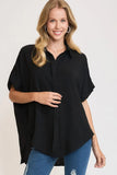 Umgee Full Size High-Low Button Up Short Sleeve Shirt - Trendsi