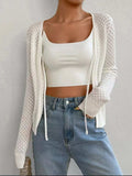 Tied Openwork V-Neck Long Sleeve Cardigan - Trendsi - Flyclothing LLC