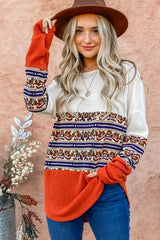 And The Why Ethnic Print Color Block Top - Trendsi - Flyclothing LLC