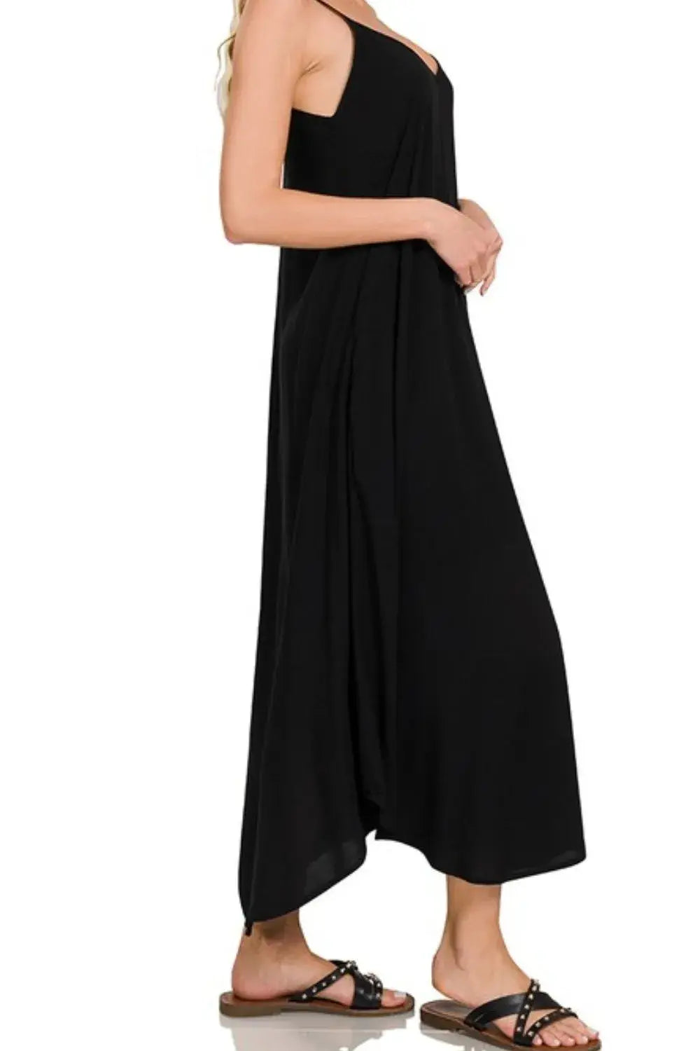 Zenana Woven Arc Hem Cami Dress With Flowy Pockets - Trendsi - Flyclothing LLC