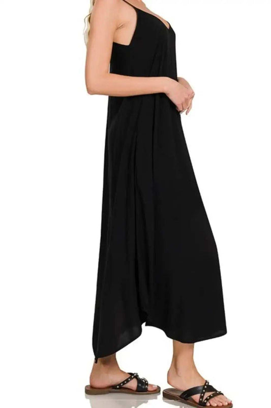Zenana Woven Arc Hem Cami Dress With Flowy Pockets - Trendsi - Flyclothing LLC