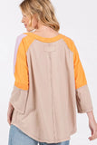 SAGE + FIG Color Block Curved Hem T-Shirt - Trendsi