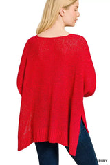 Zenana Dolman Sleeve V-Neck Sweater - Trendsi - Flyclothing LLC