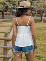 Openwork Peplum Scoop Neck Cami - Trendsi - Flyclothing LLC