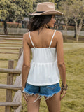 Openwork Peplum Scoop Neck Cami - Trendsi
