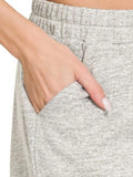 Zenana Soft Melange Hacci Elastic Waist Band Shorts - Trendsi