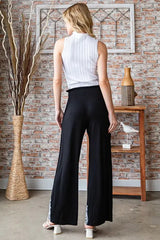 Heimish Full Size Solid Damask Casual Pants Plus Size - Trendsi - Flyclothing LLC