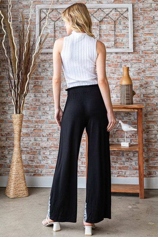 Heimish Full Size Solid Damask Casual Pants Plus Size - Trendsi - Flyclothing LLC