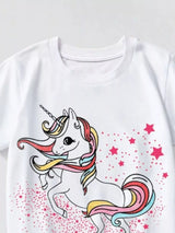 Children's Unicorn Graphic Short Sleeve T-Shirt - Trendsi - Flyclothing LLC