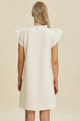 Double Take Full Size Ruffled V-Neck Cap Sleeve Dress - Trendsi - Flyclothing LLC