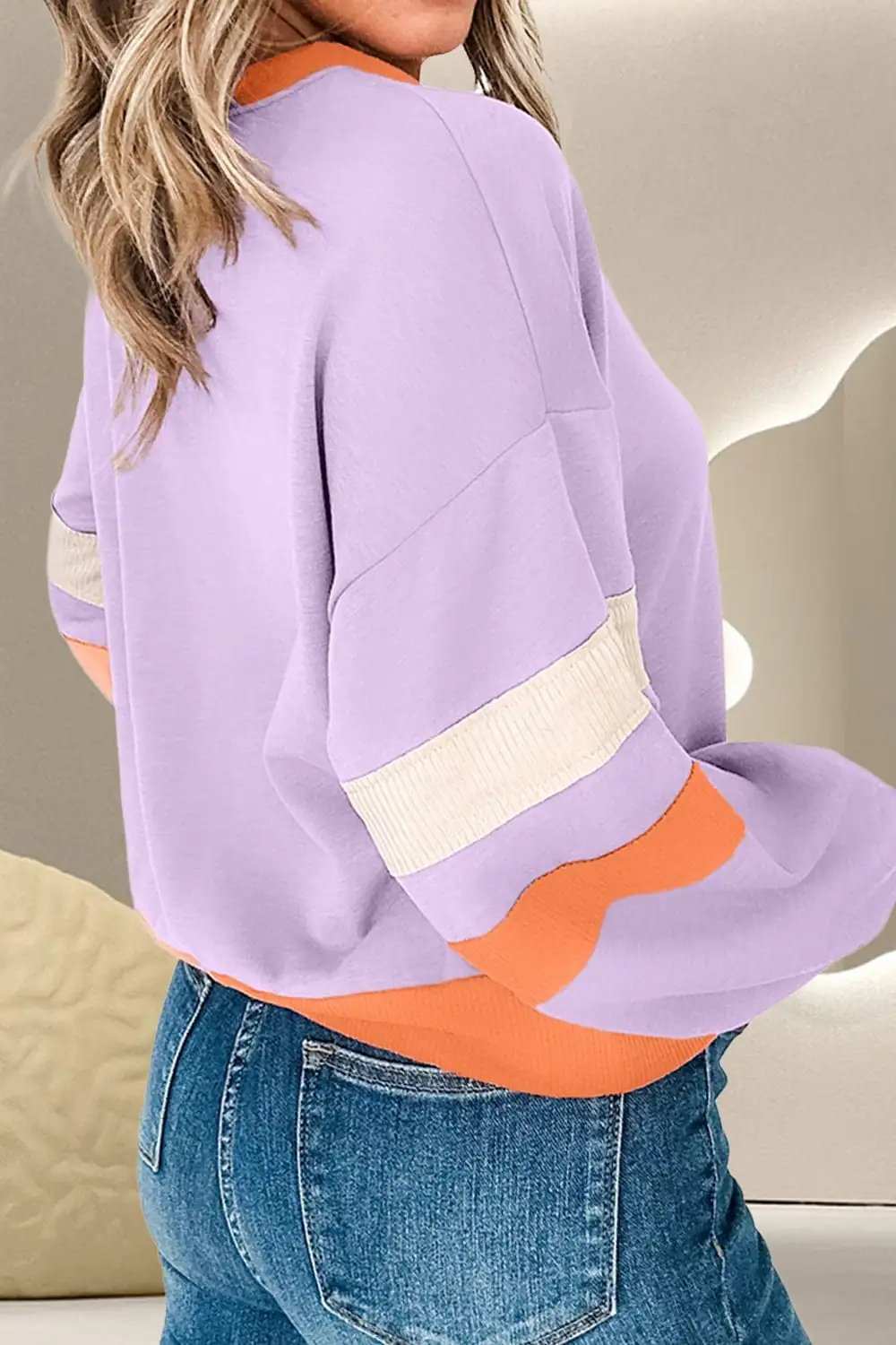 Color Block Long Sleeve Sweatshirt - Trendsi - Flyclothing LLC