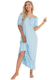 Lace Detail Short Sleeve Lounge Dress - Trendsi