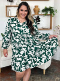 Double Take Full Size Printed Ruffle Hem Dress with Pocket - Trendsi - Flyclothing LLC