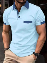 Men's Full Size Contrast Collared Neck Short Sleeve Polo Plus Size - Trendsi - Flyclothing LLC