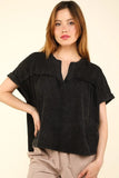 VERY J Nochted Short Sleeve Washed T-Shirt - Trendsi