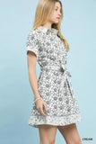 Umgee Border Print Belted Shirt Dress - Trendsi - Flyclothing LLC