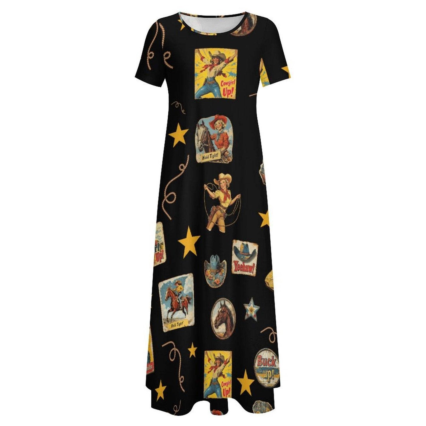 Baha Ranch Vintage Cowgirl Collage Western Dress - Baha Ranch Western Wear - Flyclothing LLC