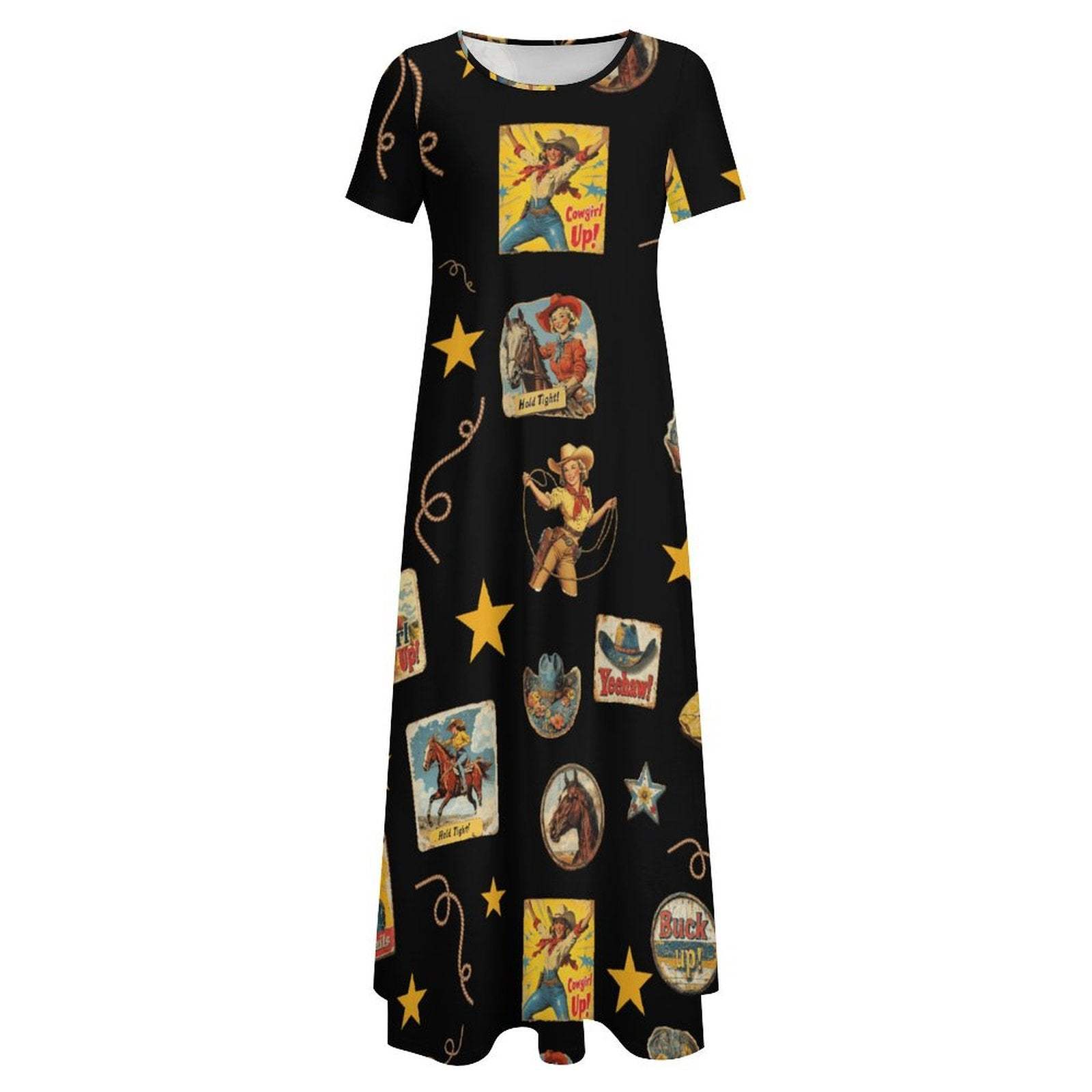 Baha Ranch Vintage Cowgirl Collage Western Dress - Baha Ranch Western Wear - Flyclothing LLC