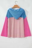 Textured Color Block Long Sleeve Hoodie - Trendsi - Flyclothing LLC