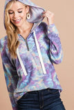 BiBi Brushed Circular Tie Dye Print Terry Hoodie - Trendsi
