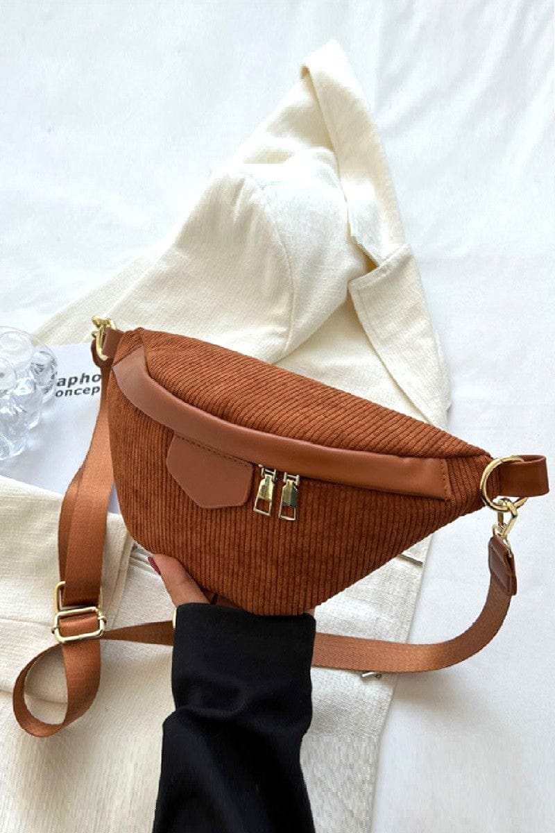 Zenana Corduroy Crossbody Bag with Removable Strap - Trendsi - Flyclothing LLC