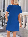 Lovelet Square Neck Short Sleeve Mini Tee Dress - Trendsi - Flyclothing LLC