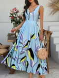 Devine  Printed Sleeveless Maxi Dress - Trendsi