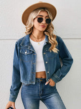 Button Up Long Sleeve Denim Jacket - Trendsi - Flyclothing LLC