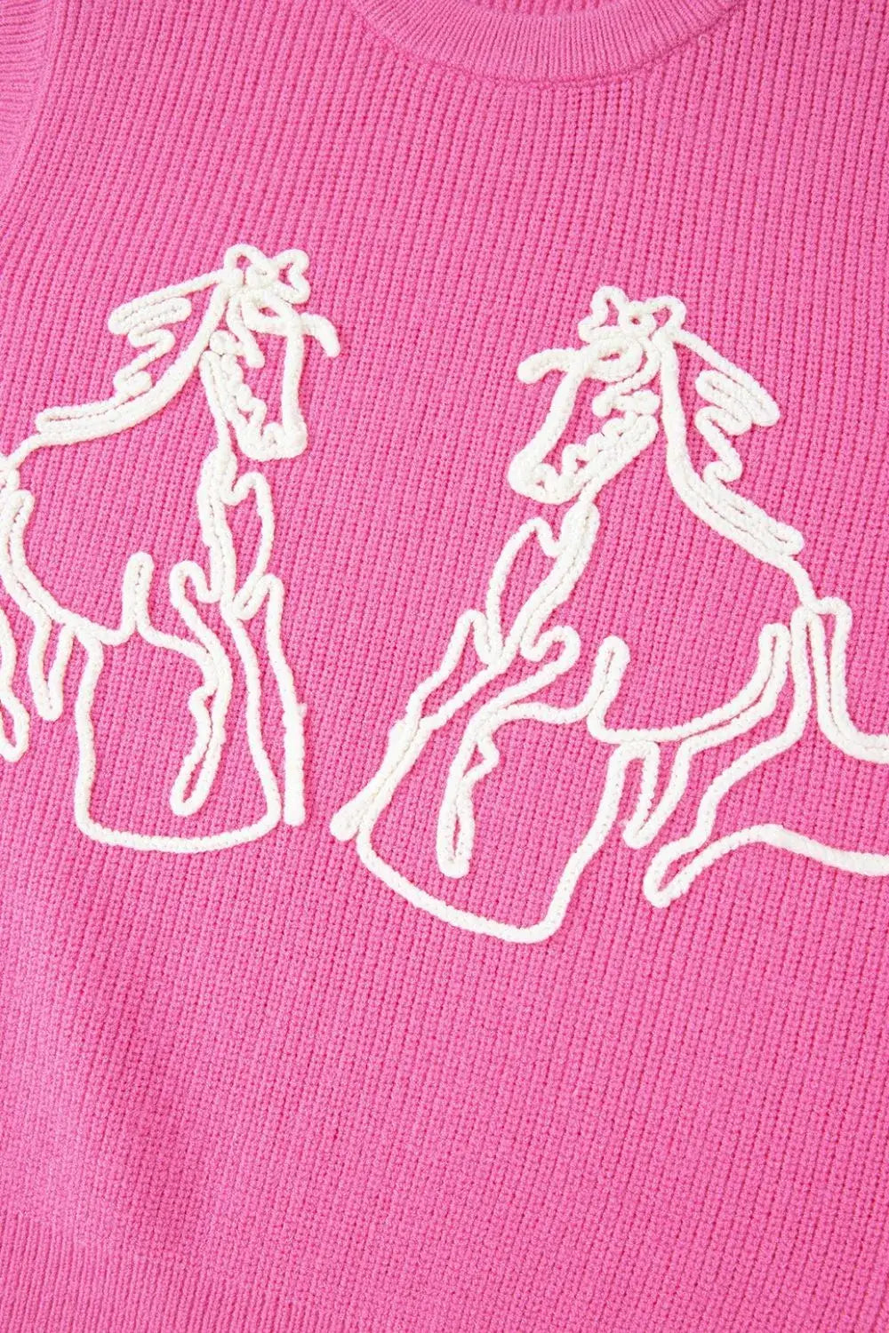 Western Horse Embroidered Round Neck Sweater - Trendsi - Flyclothing LLC