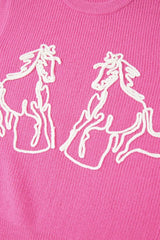 Western Horse Embroidered Round Neck Sweater - Trendsi - Flyclothing LLC