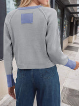 Contrast Button Up Long Sleeve Cardigan - Trendsi - Flyclothing LLC