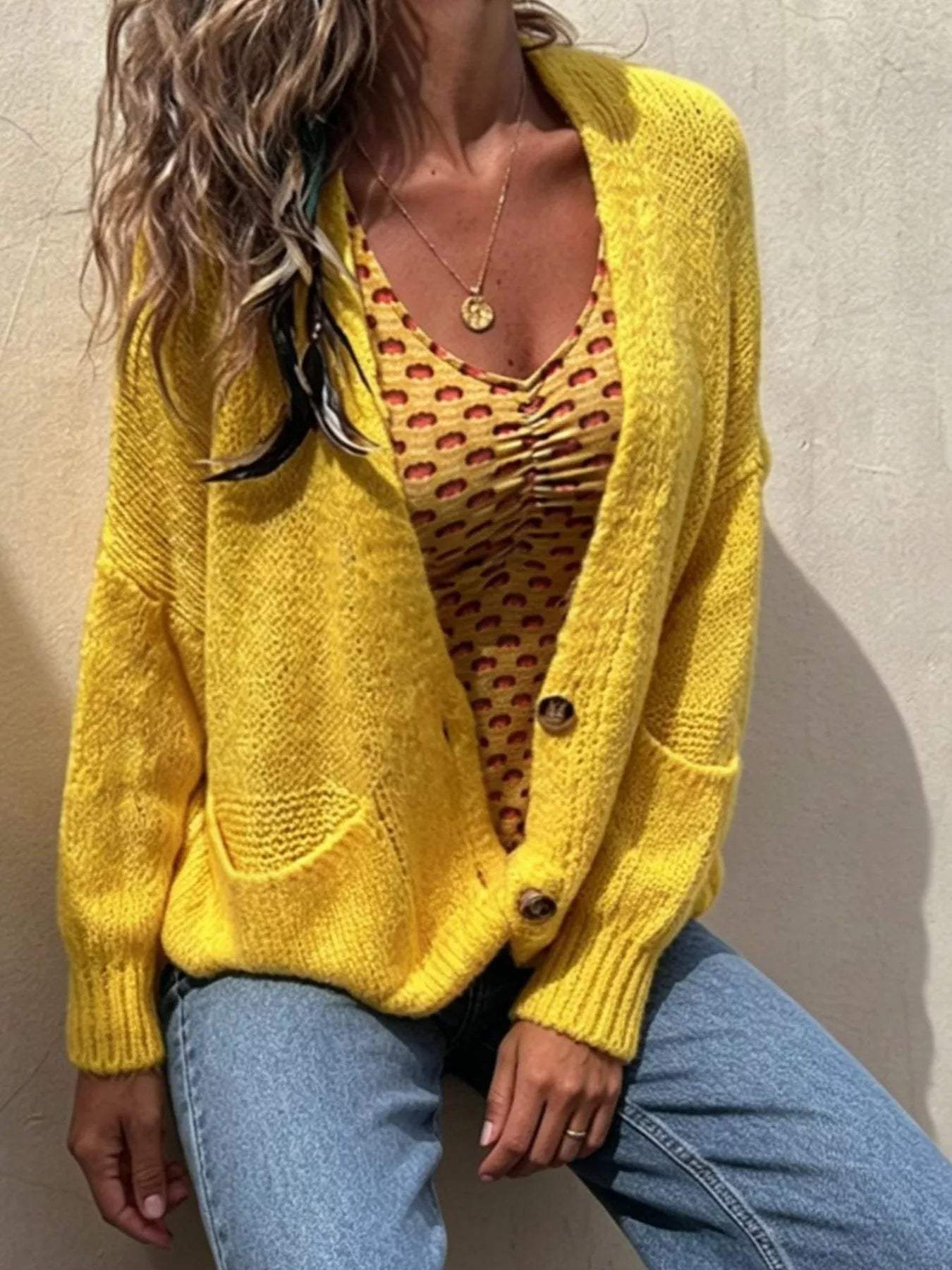 Full Size Chunky Knit Button-Up Cardigan Plus Size - Trendsi - Flyclothing LLC