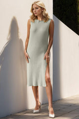Split Round Neck Sleeveless Dress - Trendsi - Flyclothing LLC