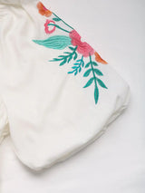Perfee Embroidered Smocked Square Neck Half Sleeve Blouse - Trendsi - Flyclothing LLC