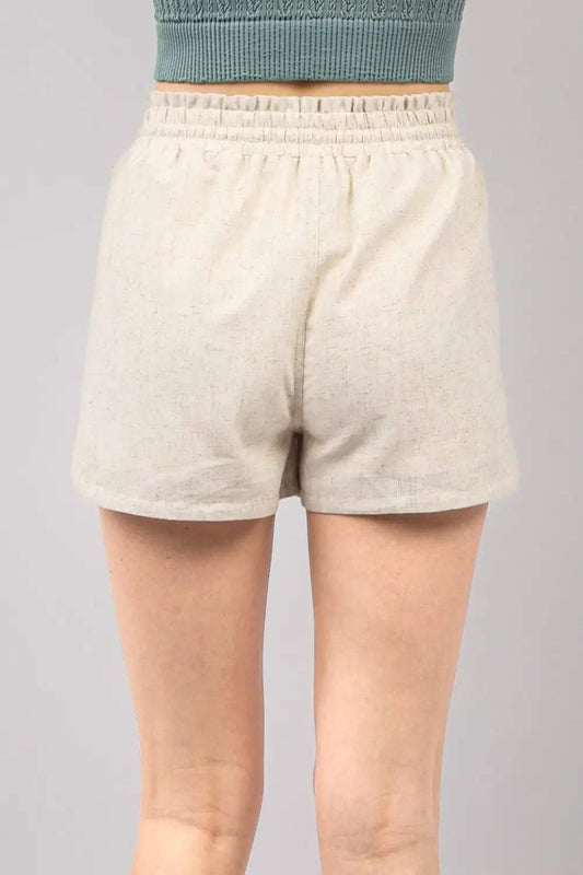 VERY J Drawstring Elastic Waist Linen Shorts - Trendsi - Flyclothing LLC