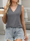 Classic V-Neck Sleeveless Tank Top - Trendsi - Flyclothing LLC