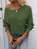 Round Neck Long Sleeve Sweater - Trendsi - Flyclothing LLC